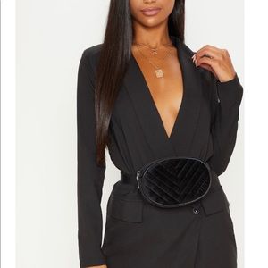 Black Velvet Chevron Quilted Fanny Pack